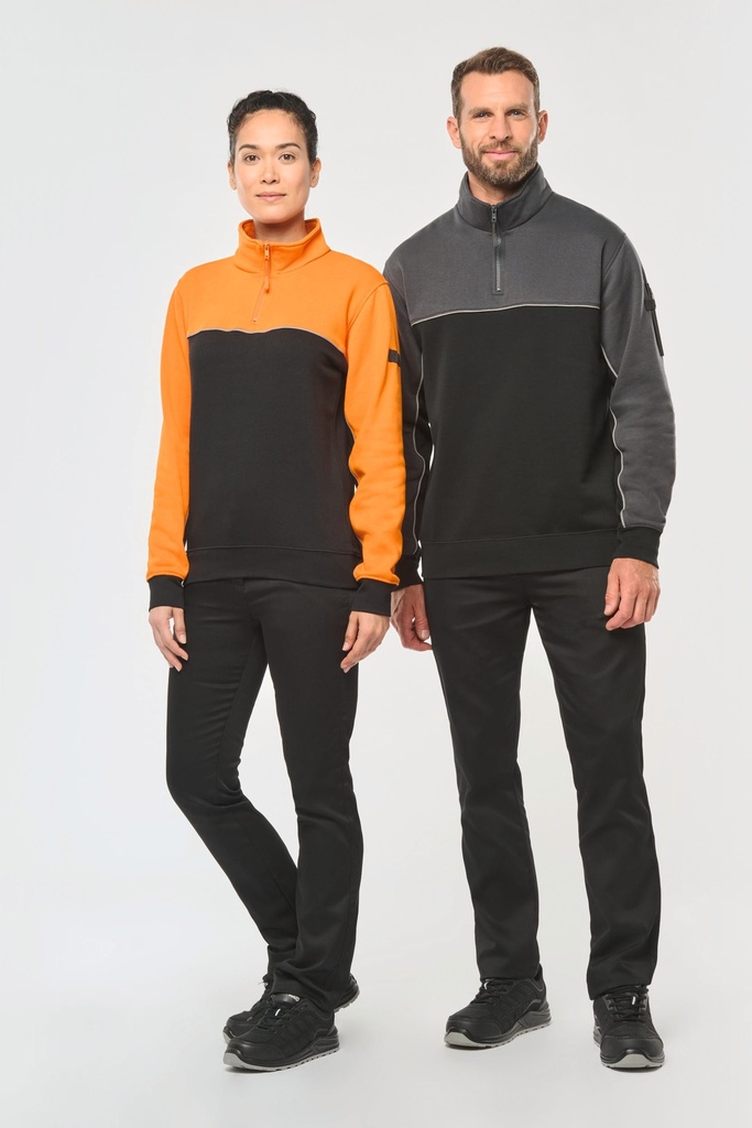 [WK404-Black_ForestGreen-XS] WK404 - Sweat-shirt écoresponsable col zippé unisexe - Black_ForestGreen (XS)