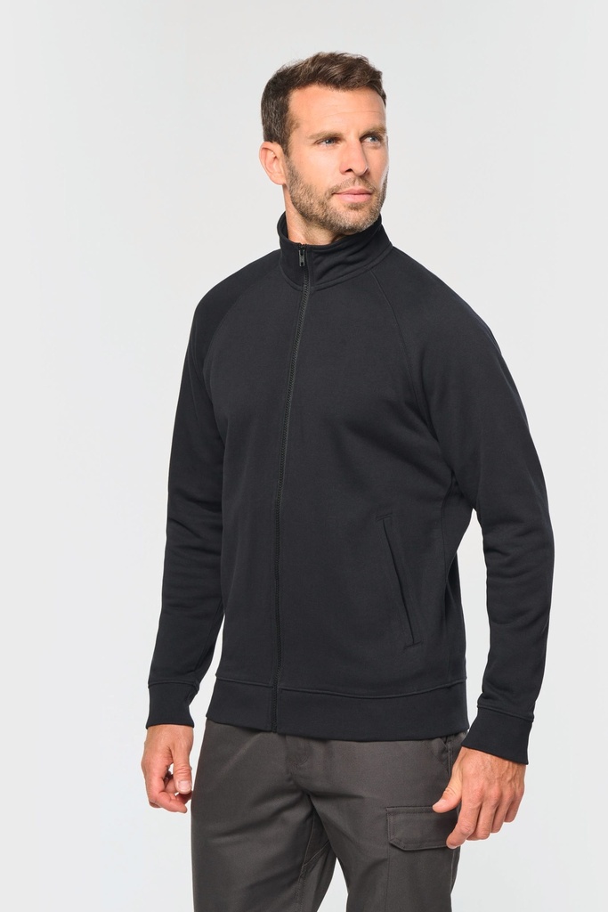 [WK406-DarkGrey-XS] WK406 - Veste molleton coton manches raglan unisexe - DarkGrey (XS)