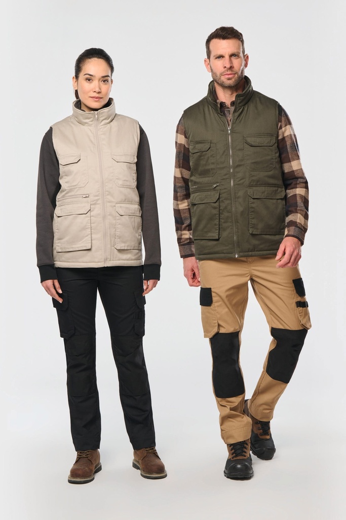 [WK607-Navy-XS] WK607 - Gilet polycoton multipoches rembourré unisexe - Navy (XS)