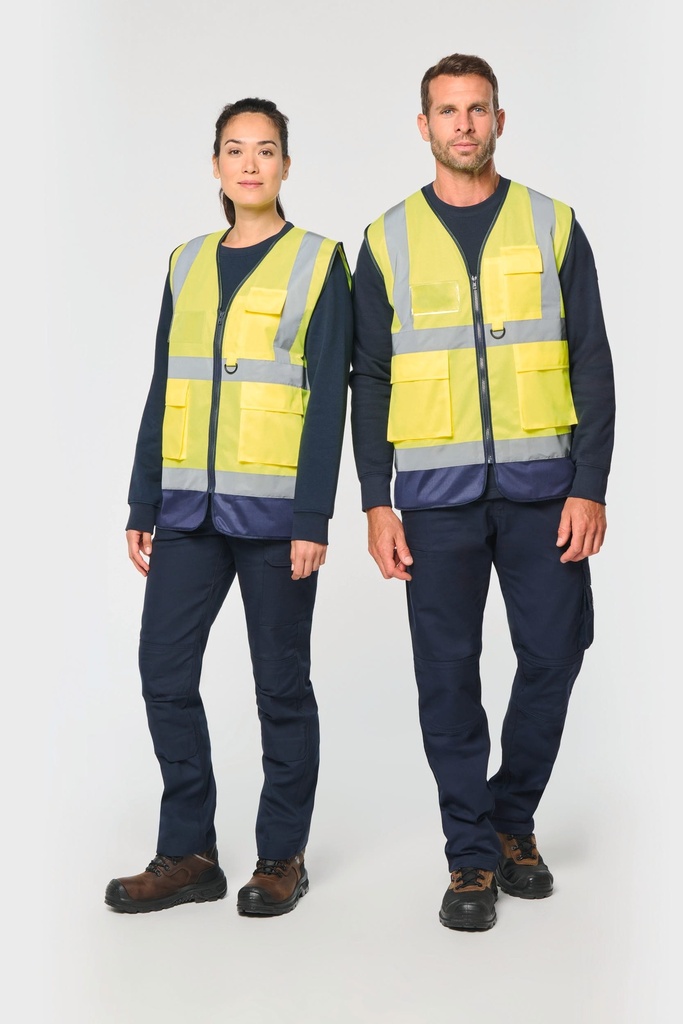 [WK618-HiVizYellow-XS] WK618 - Gilet de sécurité haute visibilité recyclé avec zip unisexe - HiVizYellow (XS)
