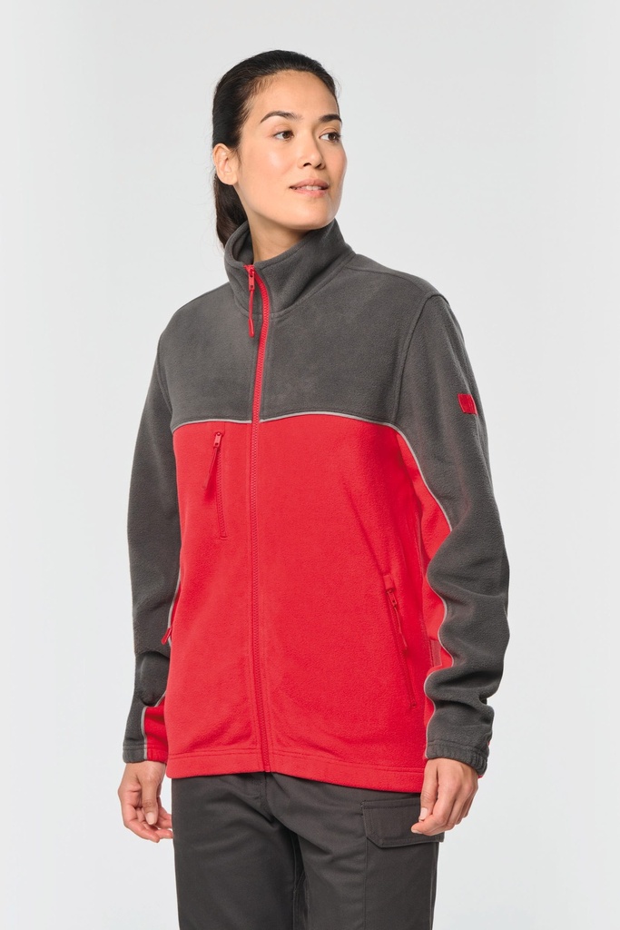 [WK904-Red_DarkGrey-XS] WK904 - Veste micropolaire bicolore écoresponsable unisexe - Red_DarkGrey (XS)