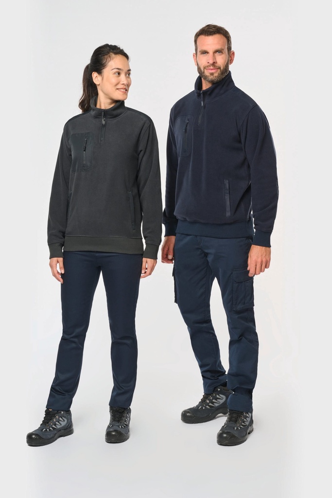 [WK905-DarkGrey-XS] WK905 - Polaire écoresponsable col zippé unisexe - DarkGrey (XS)