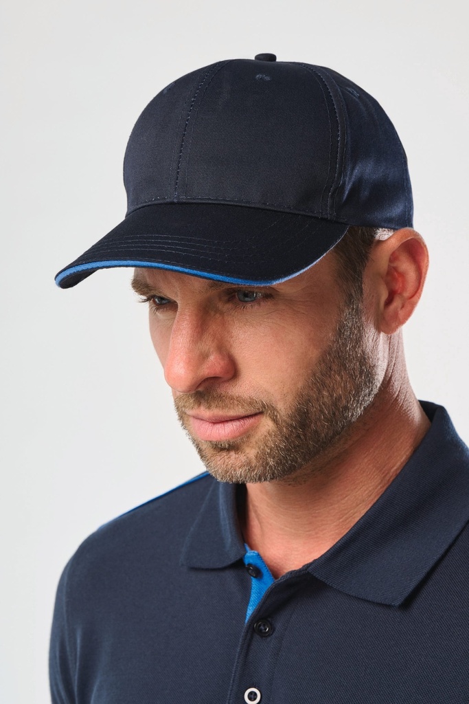 [WKP145-Navy_FluorescentYellow-OneSize] WKP145 - Casquette sandwich contrasté 6 panneaux OEKO-TEX® STANDARD 100 - Navy_FluorescentYellow