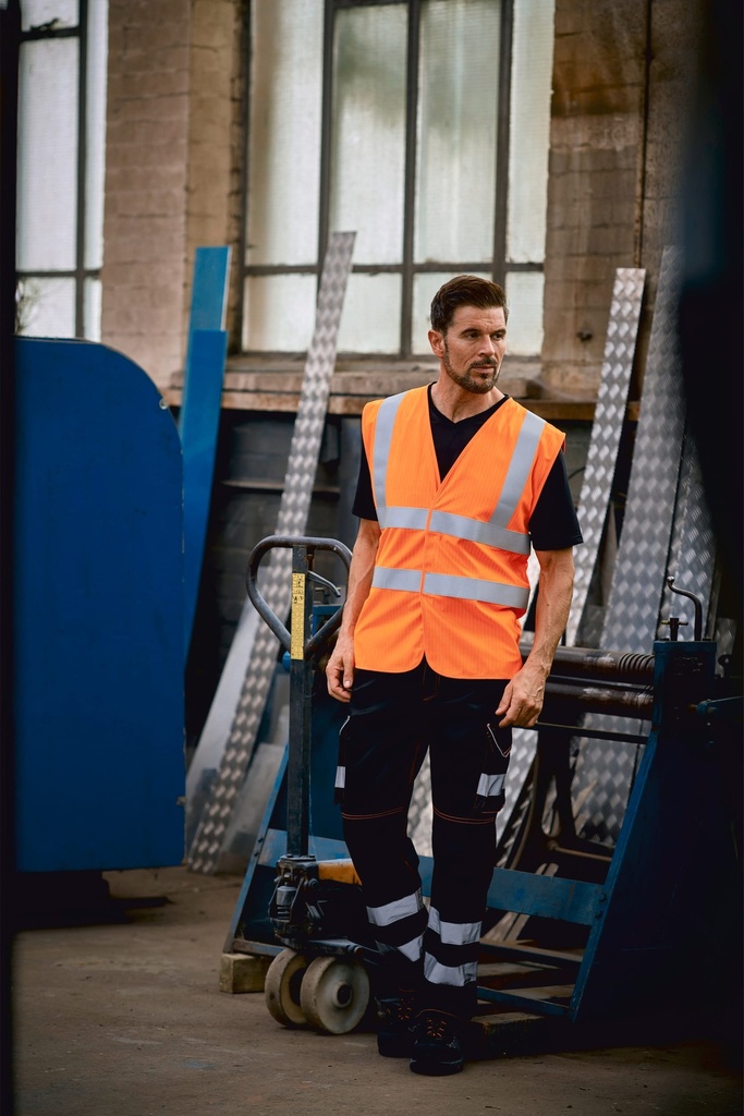 [YHVW100ASFR-HiVisOrange-S] YHVW100ASFR - Gilet haute visibilité, LSF (chaleur et flamme) & antistatique - HiVisOrange (S)