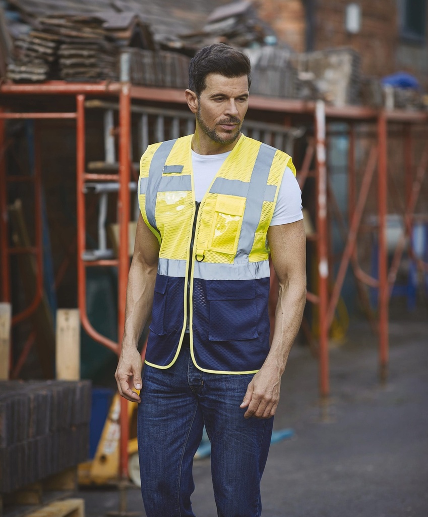 [YHVW820-HiVisYellow-S] YHVW820 - Gilet haute visibilité Top Cool "Management" - HiVisYellow (S)