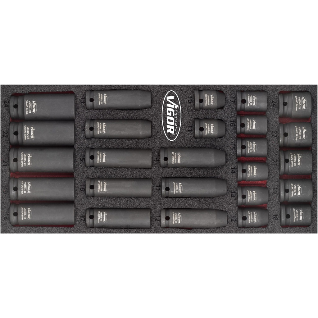 VIGOR - Jeu de douilles à chocs ∙ taille 10 – 24 mm ∙ 26 pièces