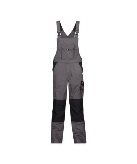 400124 DASSY® Versailles Cotte à bretelles bicolore avec poches genoux STANDARD GRIS CIMENT/NOIR +/- 245 g/m²