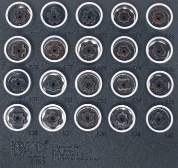 BGS - 8963 - Insert de servante d'atelier 1/6 : Jeu d’outils pour écrous antivol pour VAG 20 pièces