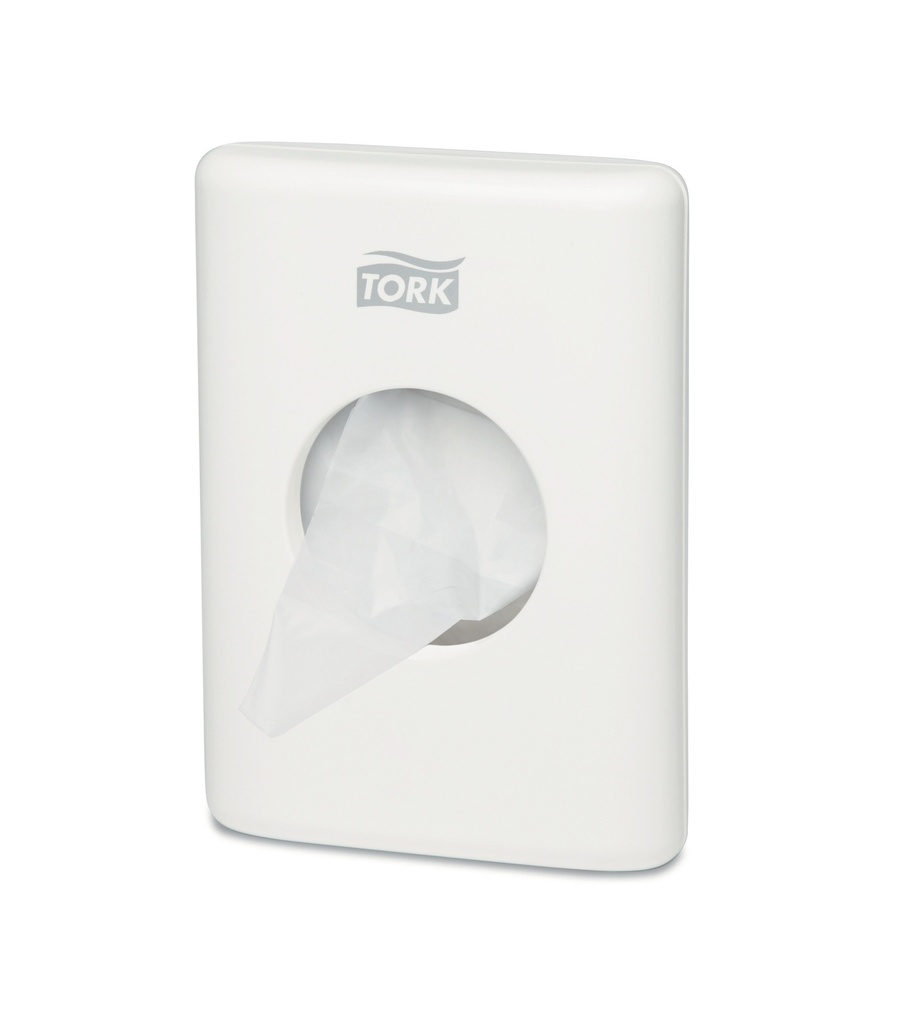566000 Tork Distributeur Sacs pour Protections Hygiène Féminine, Plastique Blanc B5 (8 PCS) (221 PCS / Palette)